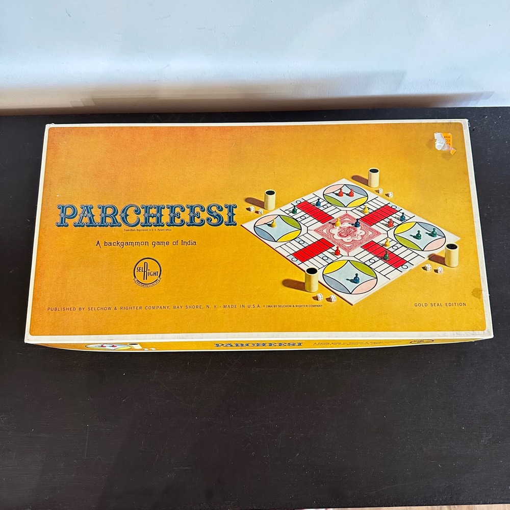 Vintage Parcheesi Board Game 1964 Selchow & Righter Gold Seal Edition New